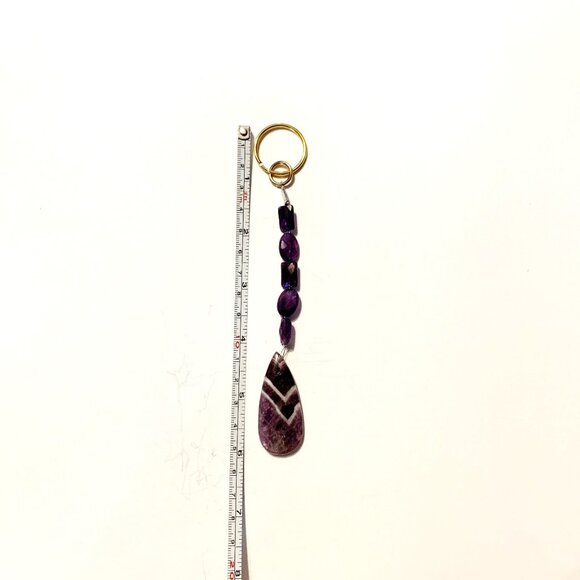 Chevron Amethyst Teardrop Keychain – 6" of Healing Energy - Picture 6 of 7